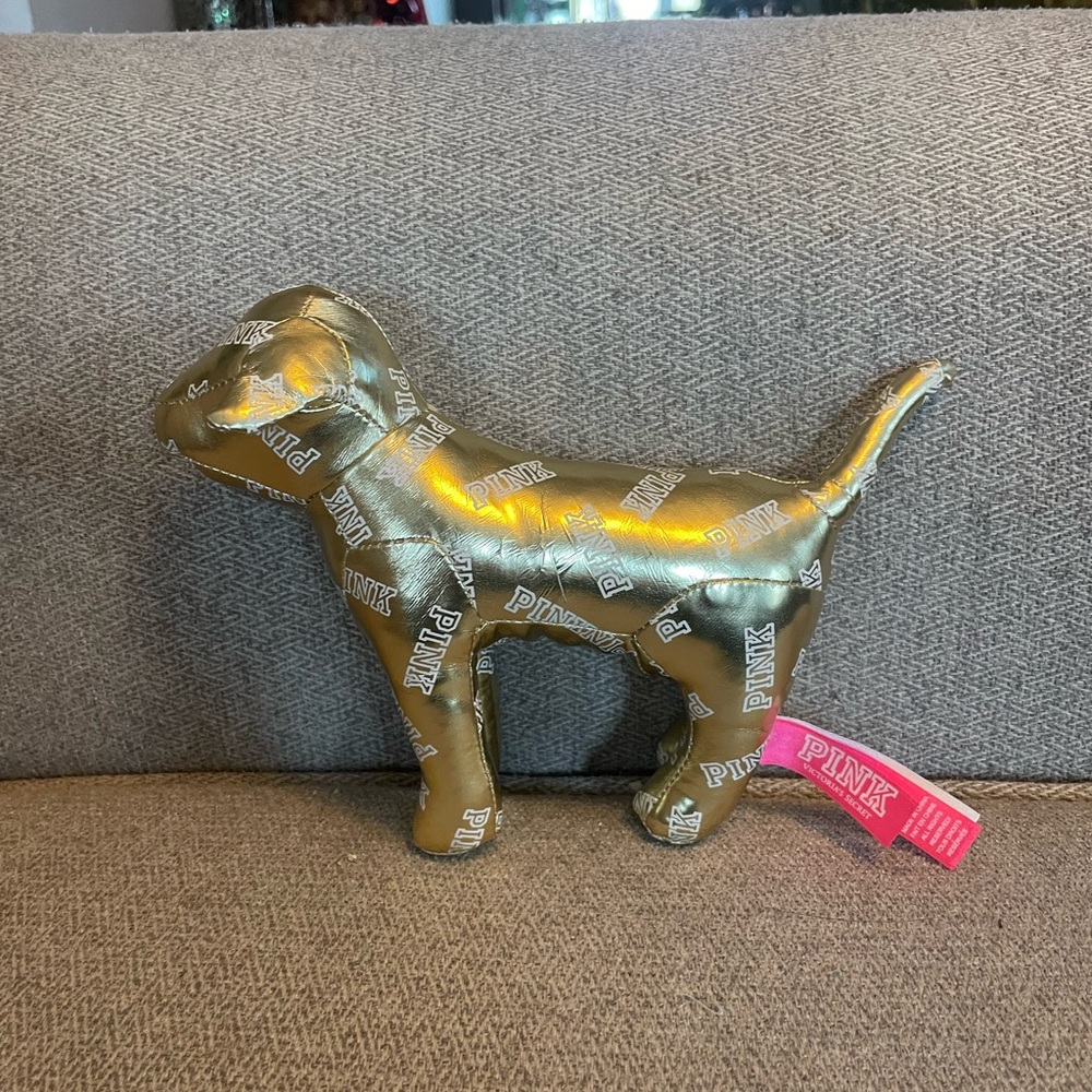PINK Victoria's Secret Gold Dog Plush Home Accent